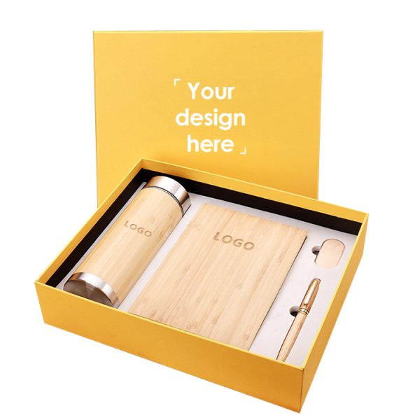 Promotional Unique Wooden Notebook With Pen Cooperating ECO Gift For Corporate Business bamboo gift set