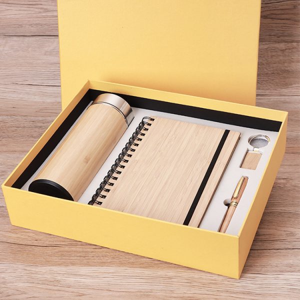 Bamboo Custom Logo Promotional Gift Luxury Diary Notebook Planner Business Gift Set With Bottle Pen Keychain - Image 6