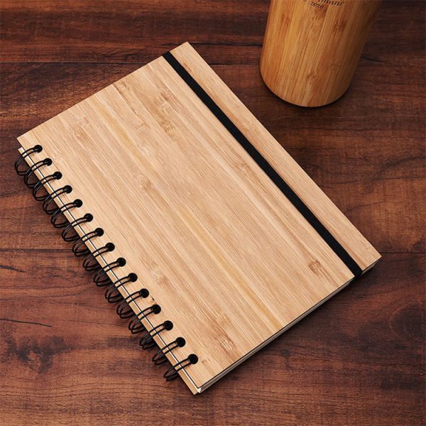 Bamboo Custom Logo Promotional Gift Luxury Diary Notebook Planner Business Gift Set With Bottle Pen Keychain - Image 4