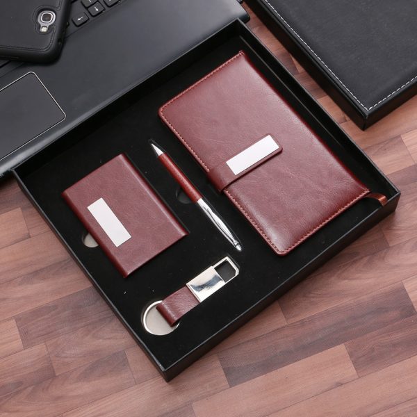 Custom logo Luxury promotional Corporate company Notebook with Pen card holder business gift set