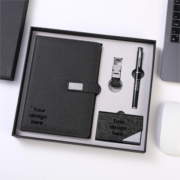 Wholesale Notebook Set Customized Logo Gift Box A5 Pu Leather Business Gift Set with Keychain And Business Card Holder