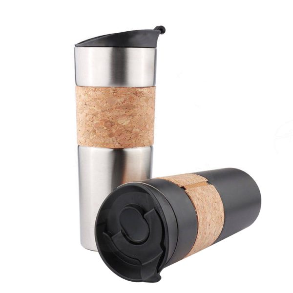 Eco-friendly Cork Sleeve Stainless Steel 304 Insulated Coffee Mug Custom Logo - Image 2