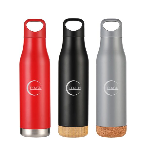 500ML Gym Wholesale cola shape Double Wall vacuum flask sports water bottle With wooden bottom