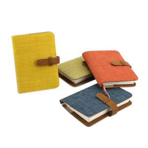 Stationery Fabric Linen Cover PU Leather Pen Insert Office A5 Diary Buckle Notebook With Ribbon