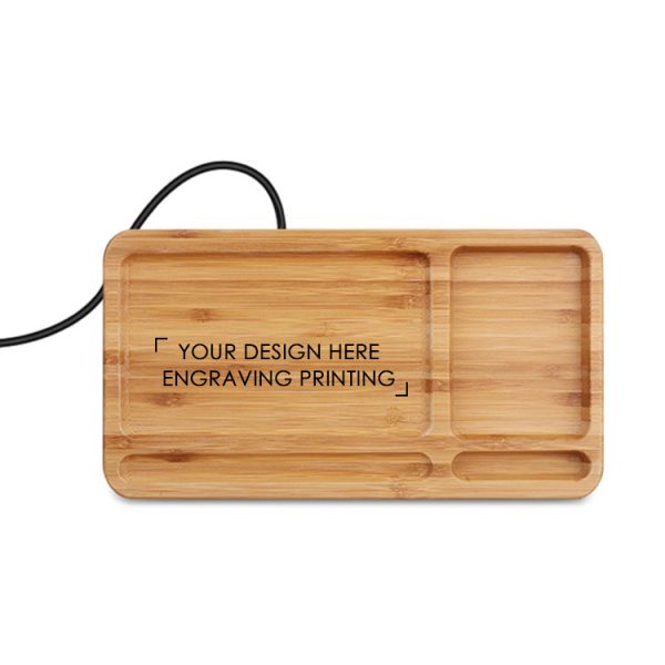 Custom Bamboo Wireless Charging Pad Multi-function Desk Organizer Wireless Charger Qi QC4.0 QC3.0 PD - Image 6