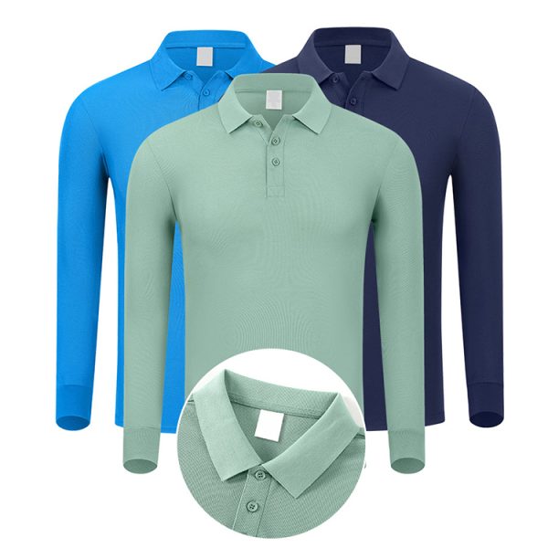 Custom logo high quality 100% cotton long sleeve slim men's sublimation polo shirts custom long sleeve polo shirt - Image 2