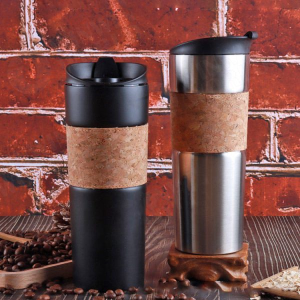 Eco-friendly Cork Sleeve Stainless Steel 304 Insulated Coffee Mug Custom Logo