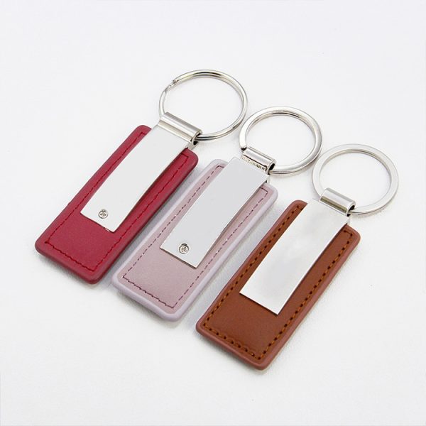 Custom Logo Light Keychain Metal Car Key Tag with PU Leather Chain & Keyring Engrave LOGO Keychains - Image 3