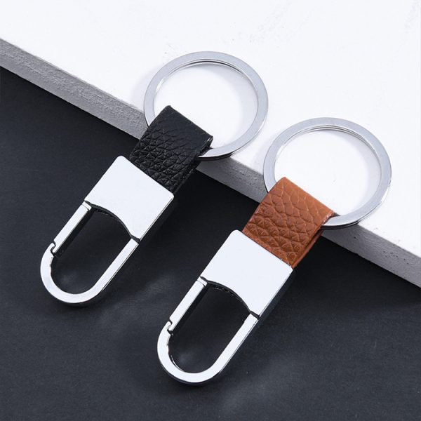 Custom Logo Zinc Alloy Metal Keychain Leather Metal Car Chain Heavy Duty Key Holder Keychain Carabiner Clip Keyring for Outdoor - Image 2