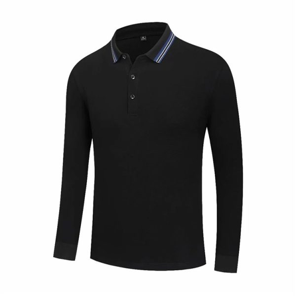 Custom Long Sleeve Polo Shirts Moisture-Wicking Polyester Knitted Apparel for Golf and Everyday Wear - Image 2