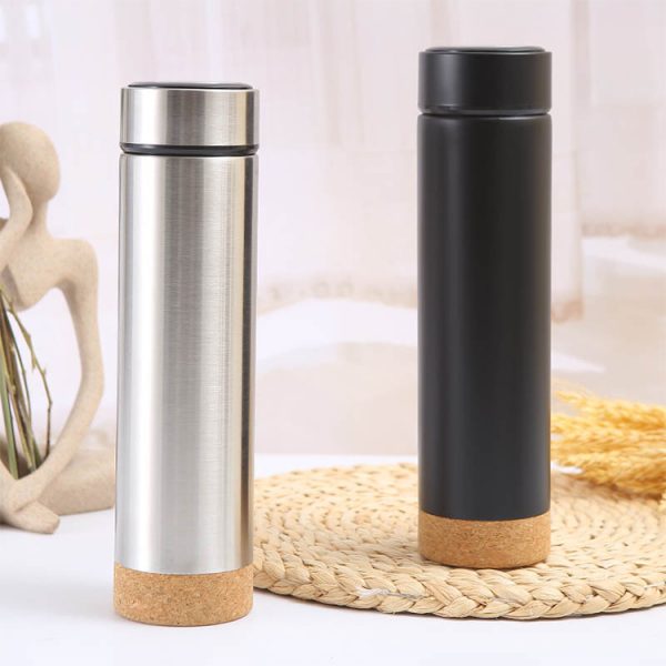 New straight cup bottle custom logo Insulated stainless steel vacuum flasks double wall insulated water bottle with cork bottom - Image 4