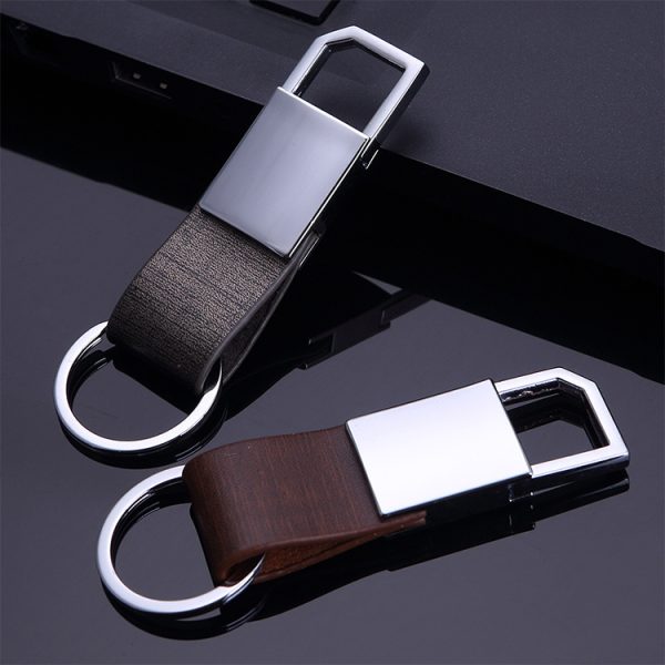 Wholesales Personalised Logo Printed Custom Metal Pu Leather Keychain Cowhide Keychain Premium Genuine Leather Keyring - Image 3