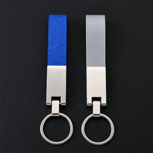 Business Luxury Gift Item Can Custom Engraved Logo Metal Leather Circle Keyring - Image 3