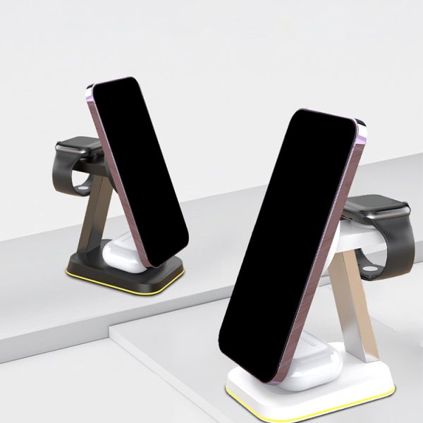 Custom Logo Hot Sale For Phone Watch 15W 3 In 1 Wireless Charger Stand with night light