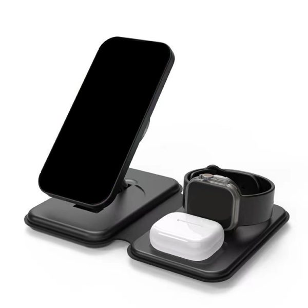 Custom Logo Qi2.0 15W 3-in-1 Fast Wireless Charger Stand Holder Multi-Function Magnetic Charging Station - Image 3
