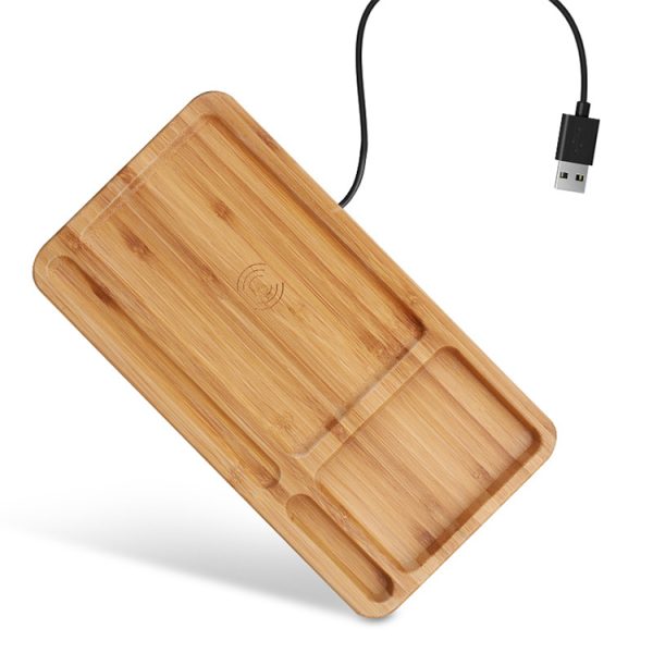 Custom Bamboo Wireless Charging Pad Multi-function Desk Organizer Wireless Charger Qi QC4.0 QC3.0 PD - Image 5