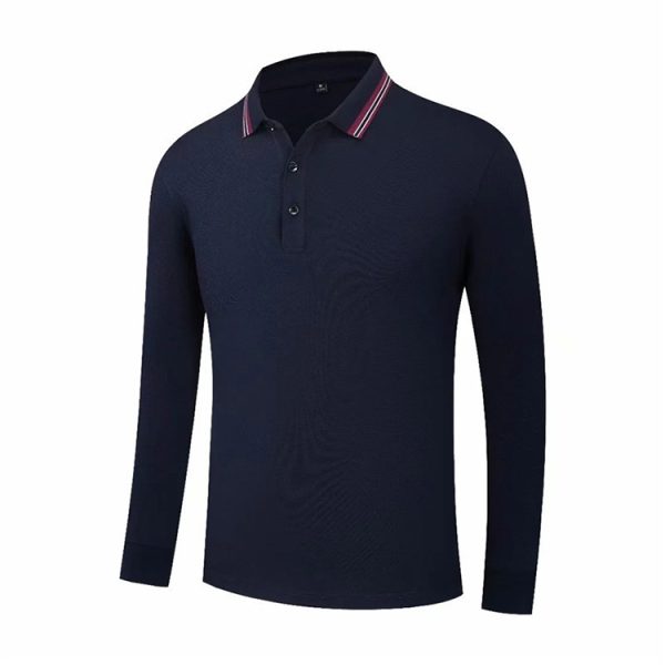 Custom Long Sleeve Polo Shirts Moisture-Wicking Polyester Knitted Apparel for Golf and Everyday Wear - Image 3