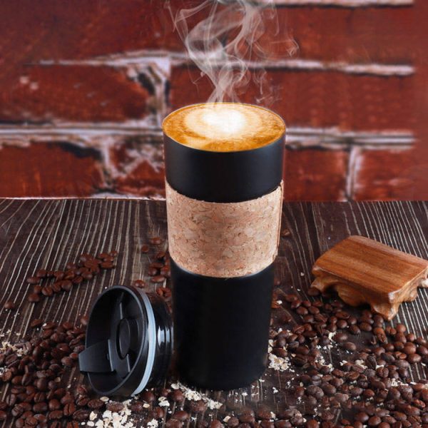 Eco-friendly Cork Sleeve Stainless Steel 304 Insulated Coffee Mug Custom Logo - Image 5