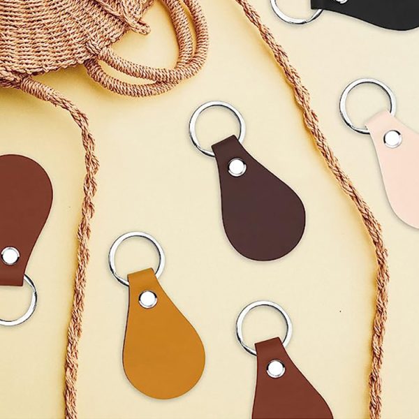 Wholesale blank DIY souvenirs PU leather keychain for car key - Image 6