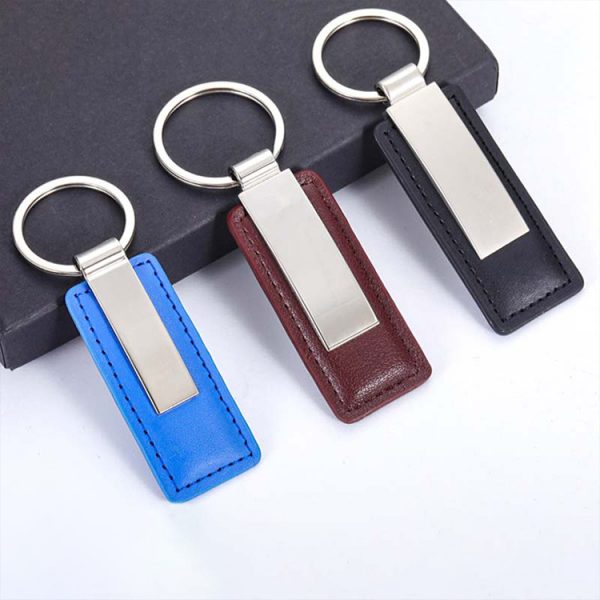 Custom Logo Light Keychain Metal Car Key Tag with PU Leather Chain & Keyring Engrave LOGO Keychains - Image 5