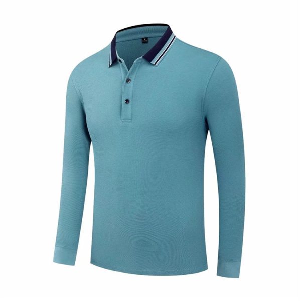 Custom Long Sleeve Polo Shirts Moisture-Wicking Polyester Knitted Apparel for Golf and Everyday Wear - Image 4