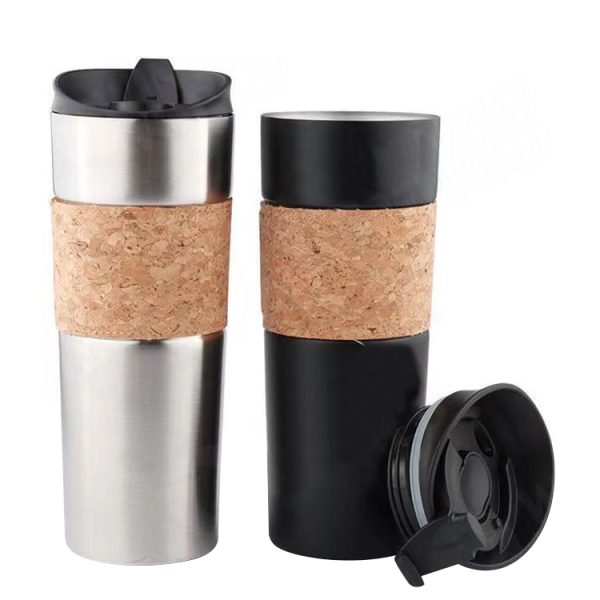 Eco-friendly Cork Sleeve Stainless Steel 304 Insulated Coffee Mug Custom Logo - Image 3