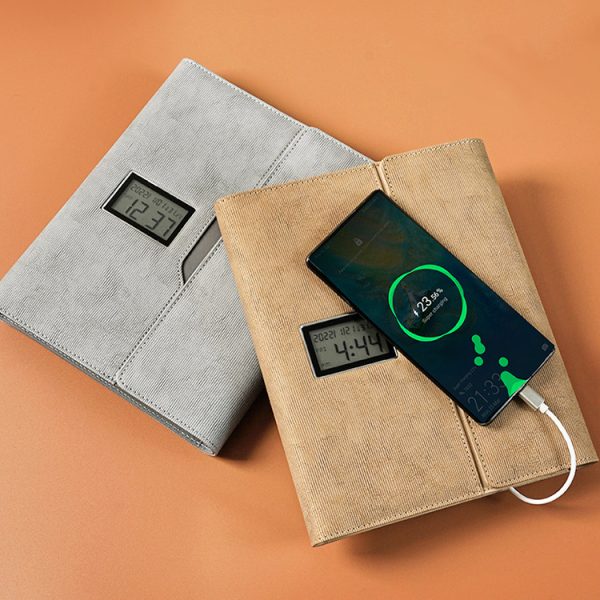 Wireless Charging Smart Multifunctional power note book loose leaf business office Notebook Power Bank Notepad With alarm clock