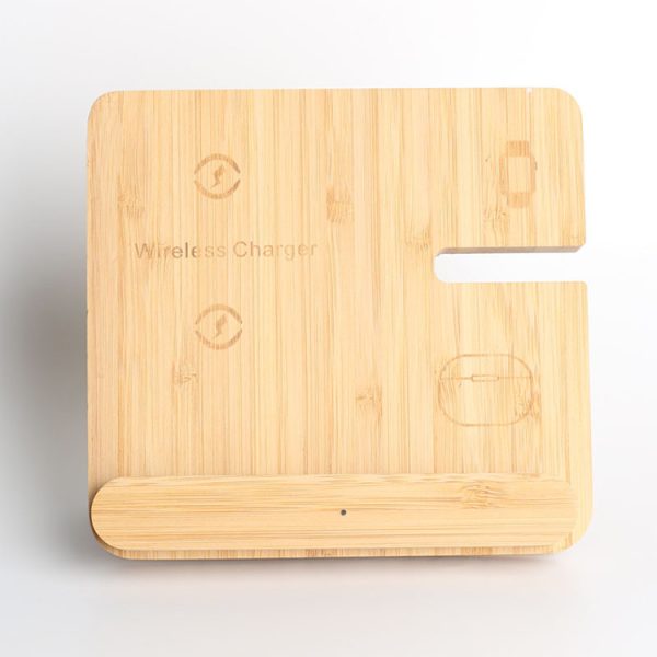 Bamboo Foldable 3 in 1 Wireless Charger Type C Fast Charging Wooden Cell Phone Wireless Charger for iPhone/iPad/iWatch - Image 5