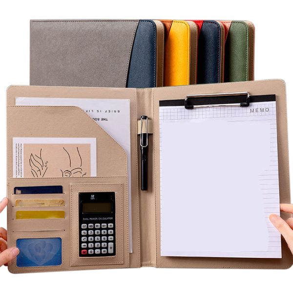 Custom Pasta Para Business Office Conference a4 Pu Leather Multi Function Pad folio Portfolio Leather File Folders