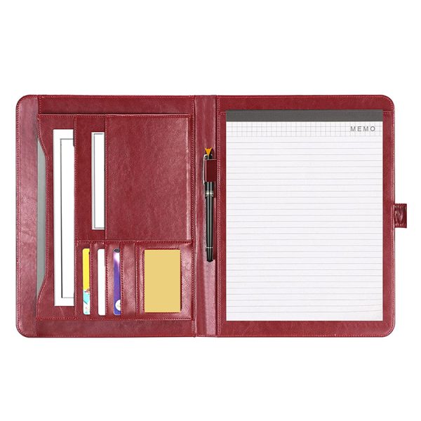 A4A5 Zip Portfolio Custom Logo PU Leather Expandable File Folder Notepad Ring Binder Multifunction Case - Image 3