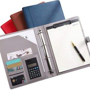 Custom Office Stationery A4 Pu Leather Multifunctional Presentation Folder Set with Custom Logo for Documents and Files