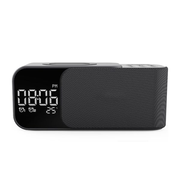 Custom Personal portable speaker FM radio with alarm clock LED digital display wireless charging speaker - Image 3