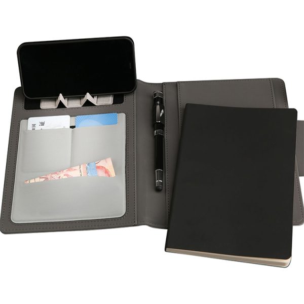 Custom A5 Business Office Gift Box Set Wireless Charging Book with Leather Cover Lighting Logo Planner Notebook Power Bank - Image 4