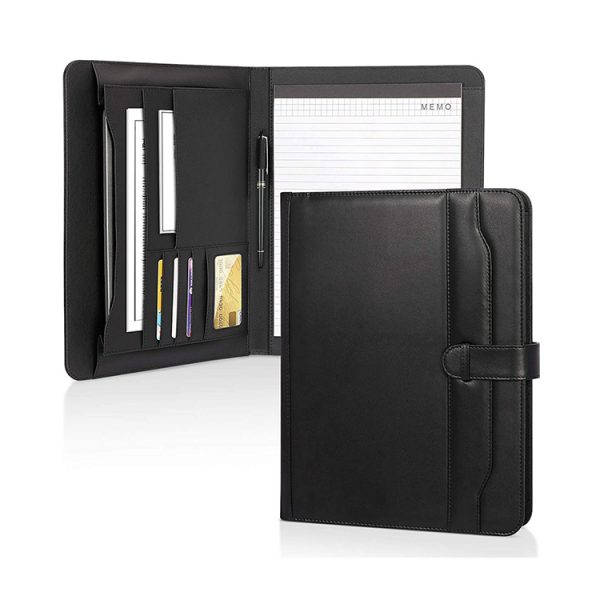 A4A5 Zip Portfolio Custom Logo PU Leather Expandable File Folder Notepad Ring Binder Multifunction Case - Image 6