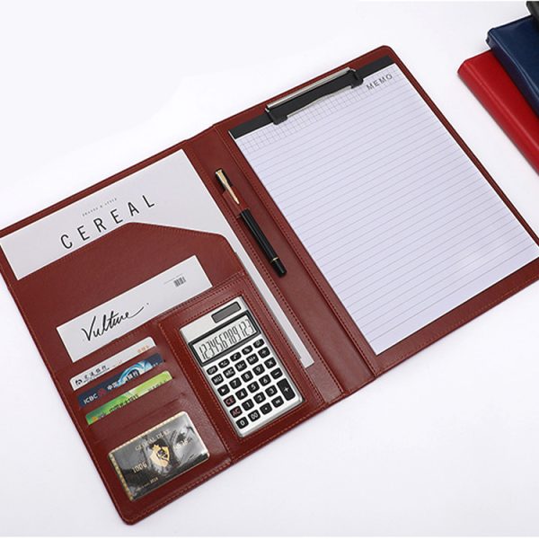 A4 Folder File Organizer Writing Clamps Clamps Business Office Wholesale Custom Leather Multifunctional Storage Conference Book - Image 4