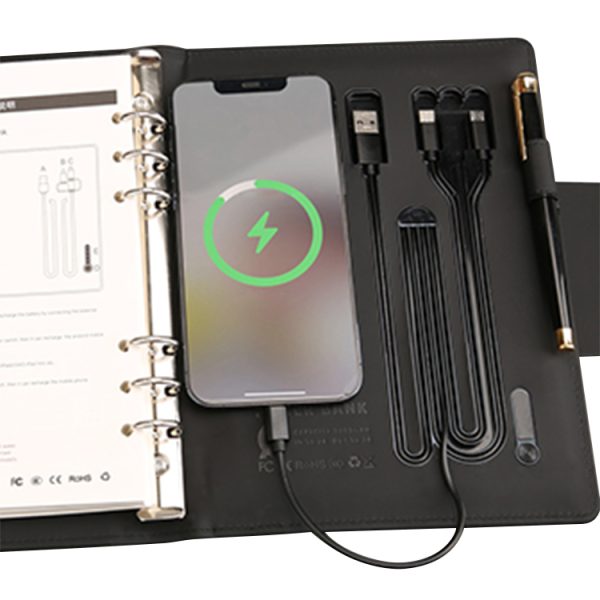 Custom A5 Business Office Gift Box Set Wireless Charging Book with Leather Cover Lighting Logo Planner Notebook Power Bank - Image 5