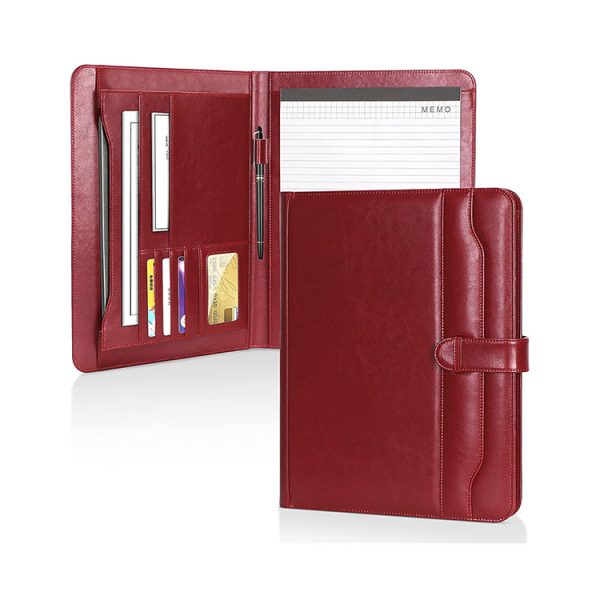 A4A5 Zip Portfolio Custom Logo PU Leather Expandable File Folder Notepad Ring Binder Multifunction Case
