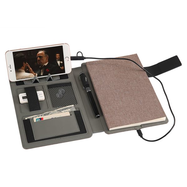 Custom Gifts Power bank Notebook with USB Flash Drive A4 A5 A6 PU Leather Wireless Charger Powered Diary