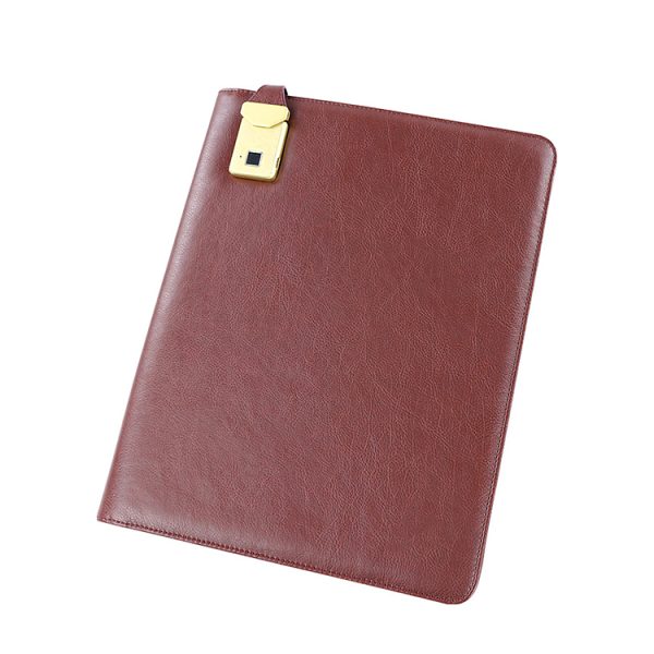 Custom A4 Leather portfolio with power bank Business file folder Wireless Charging briefcase filing documenr products - Image 5