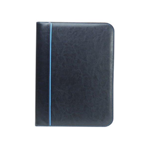 Custom Logo Office Document Organizer With Business Card Holders Blue A4 PU Leather Resume Portfolio Folder - Image 6