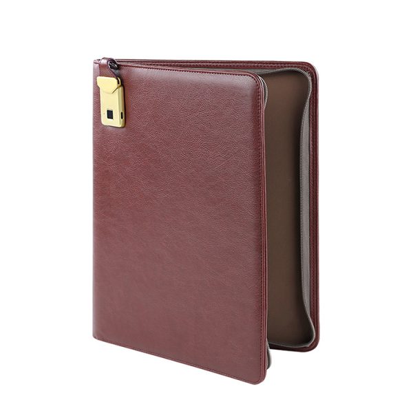 Custom A4 Leather portfolio with power bank Business file folder Wireless Charging briefcase filing documenr products - Image 6