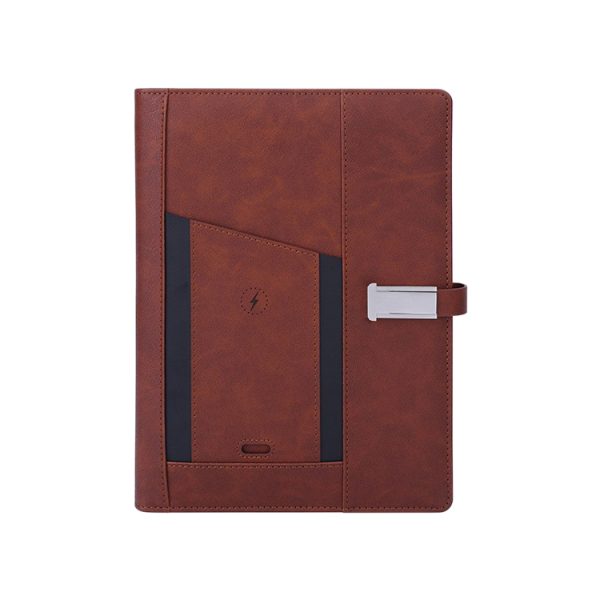 PU A5 Notebook Custom Logo Printing Smart Fingerprint Lock Notebook With Wireless Charging and USB - Image 6