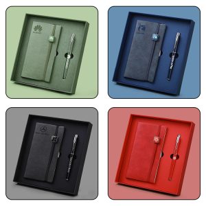 Custom Logo Promotional Gift Business A6 Pu Leather Notebook Ball Pen Simple Gift Box Gift Sets